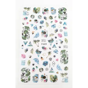 Nail Art Sticker Water Decals Transfers - Tropical leaves